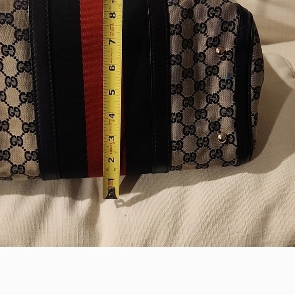 Gucci Blue and Red Stripe Monogram Bag - Picture 15 of 16